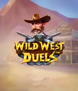  Изображение слота "Wild West Duels" от Pragmatic Play, где изображён храбрый персонаж в шляпе с двумя пистолетами. На заднем плане нарисована пустынная территория с типичным салуном. Отличный выбор для поклонников жанра вестерн и азартных игр.
